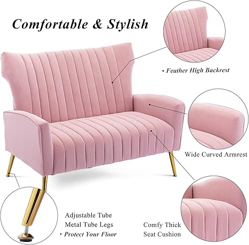 Miniatura 64 de Artechworks Silla decorativa curvada con patas doradas de metal dorado con brazo tapizado de terciopelo, silla moderna para sala de estar,