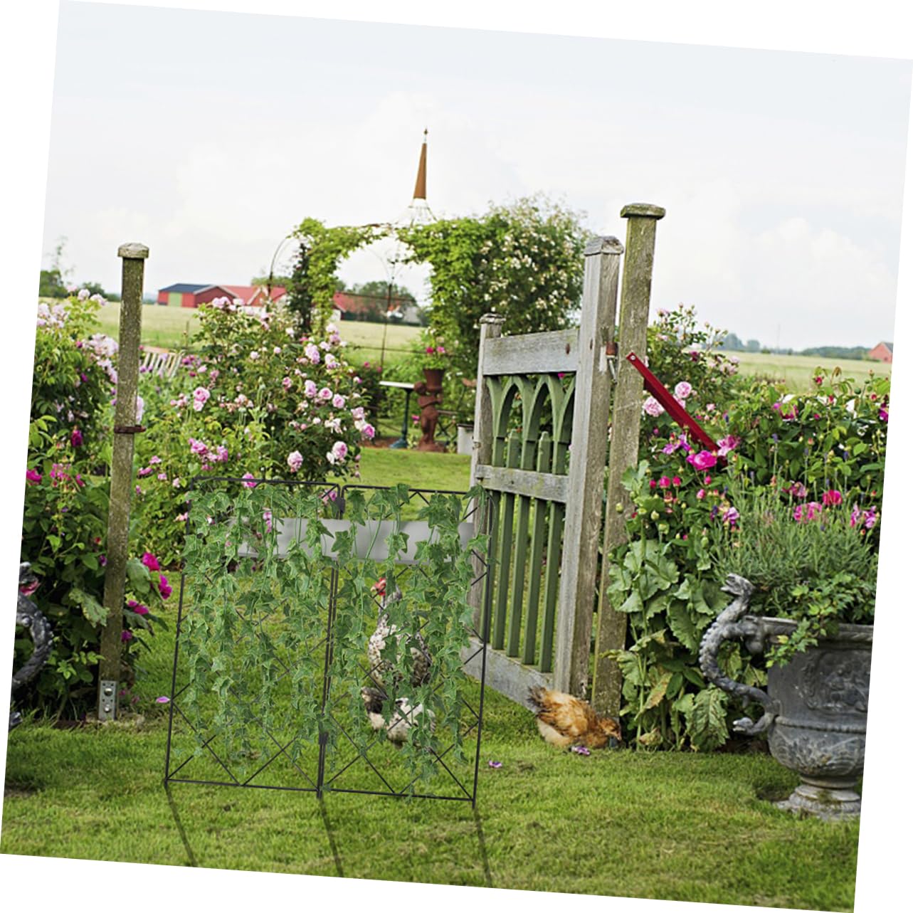 Treillis de Jardin Pliable en Fer, 5 Pièces, pour Plantes Grimpantes