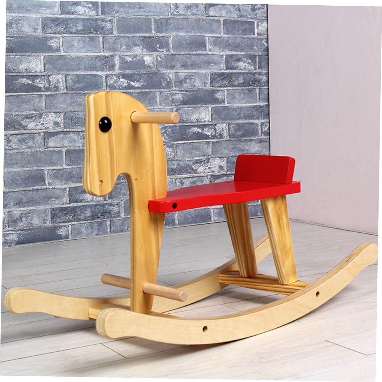 DECHOUS Wooden Little Rocking Chair for Smooth Rounded Rails Comfortable Seat Easy to Assemble Horse Design for Boys and