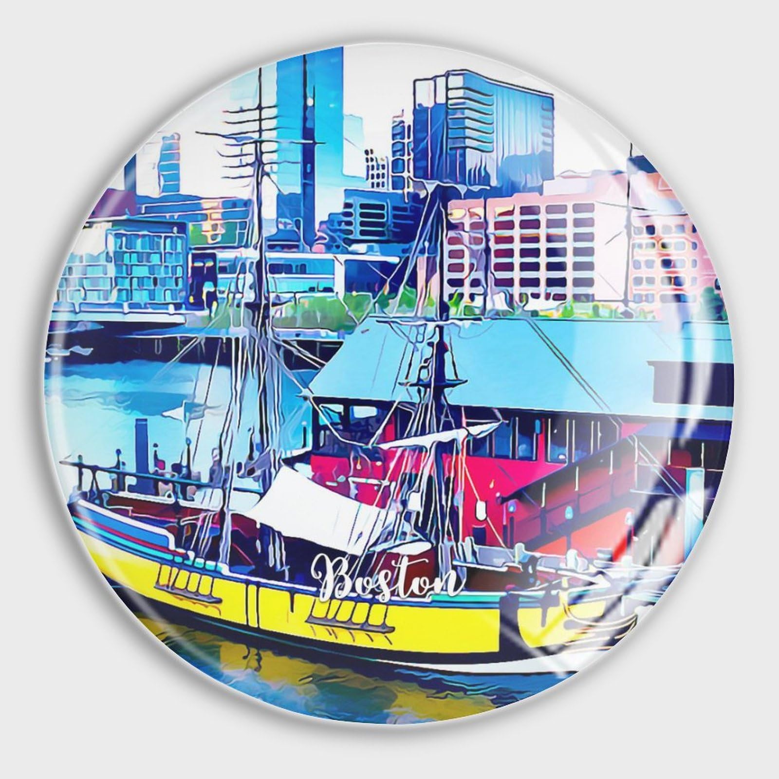 Imanes de vidrio decorativos con rascacielos de Boston en pack de 4 unidades