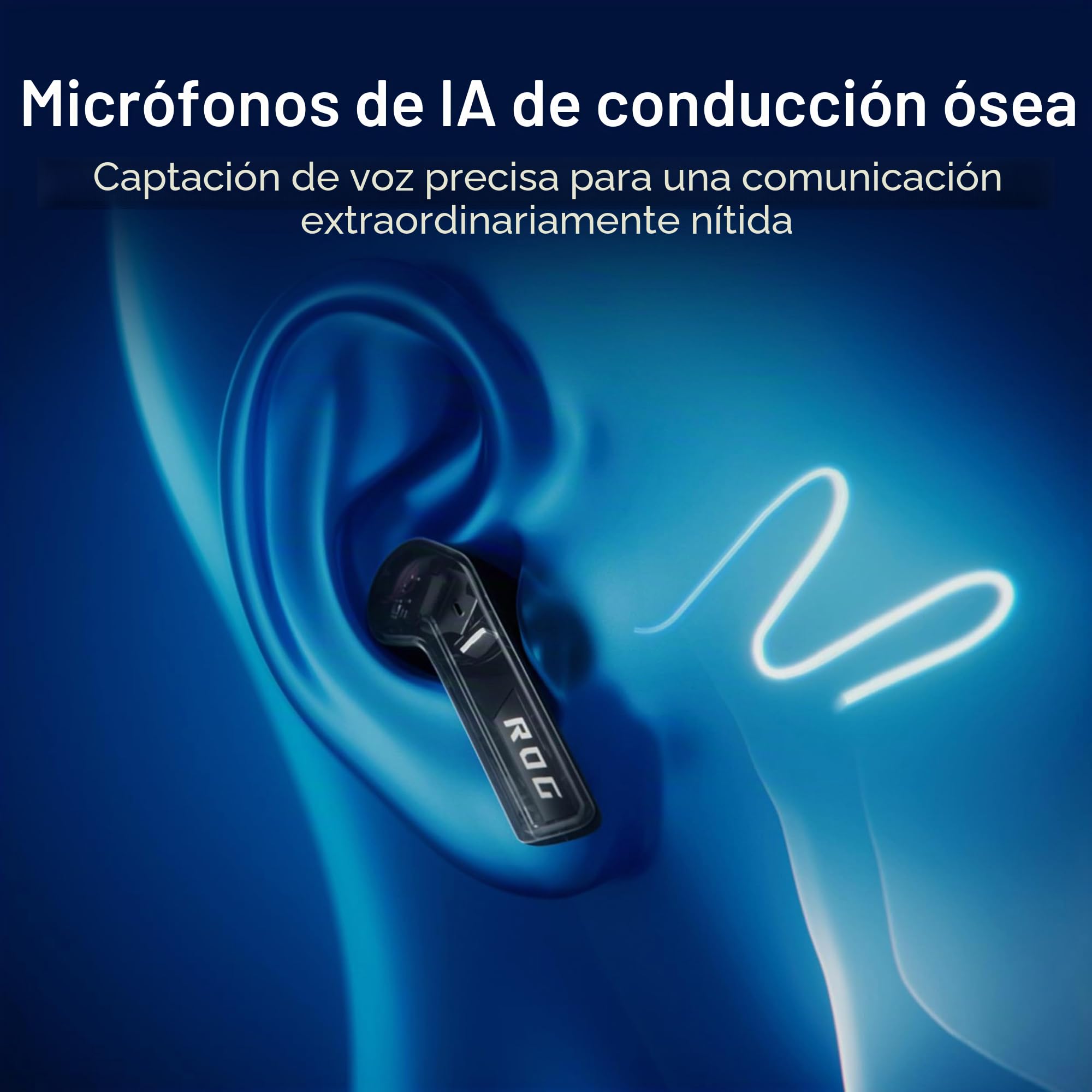ASUS ROG Cetra True - Auriculares inalámbricos para Juegos (2.4 GHz y Bluetooth 5.3, ROG SpeedNova, Audio de 24 bits a 96 kHz, Dirac Opteo, micrófonos AI de conducción ósea, ANC adaptativo, duración
