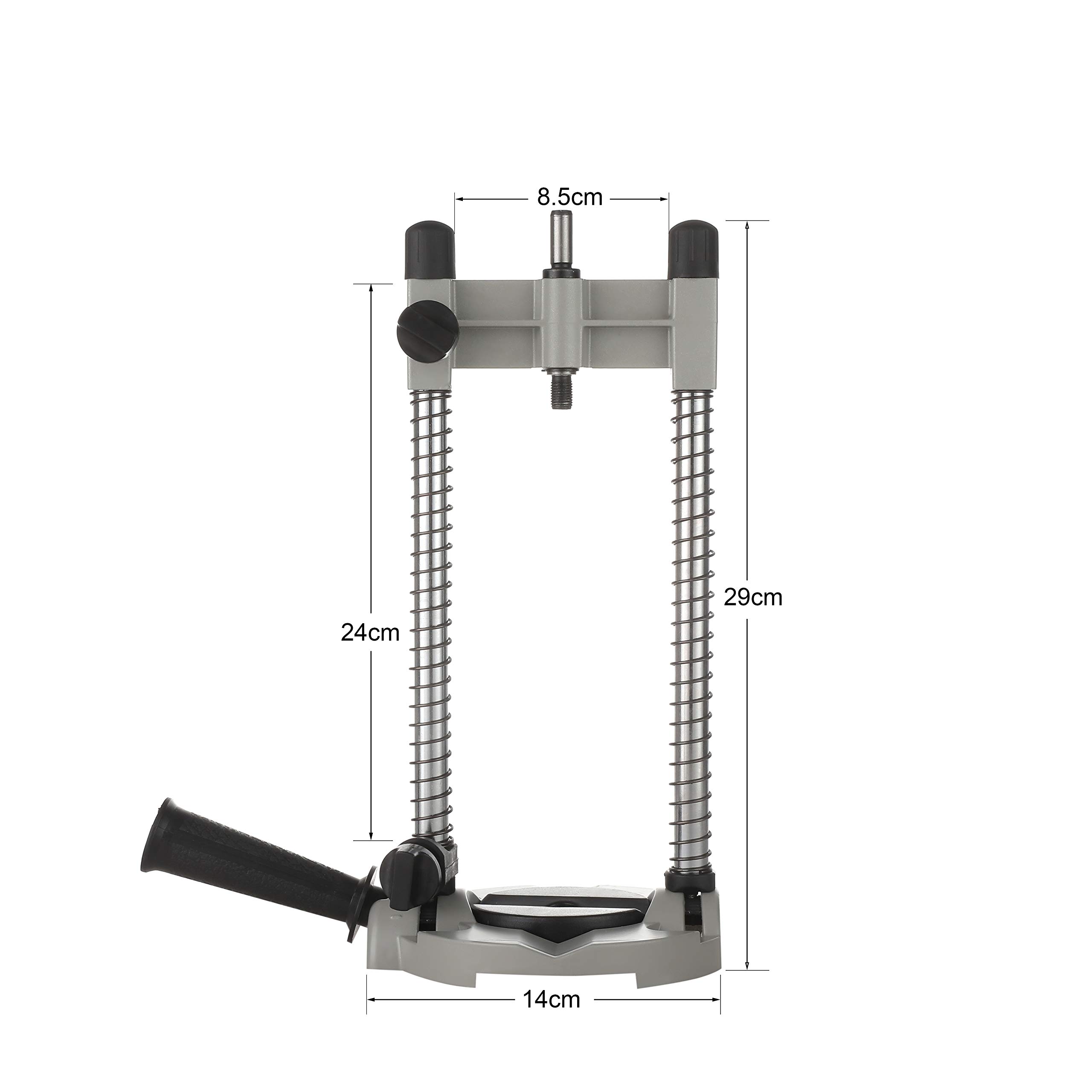 TOPWAY Support de Forage avec Mandrin 13mm, Attachement de Guide de Perçage Mobile Multi-angle pour perceuse électrique 1/2" et 3/8" 105414
