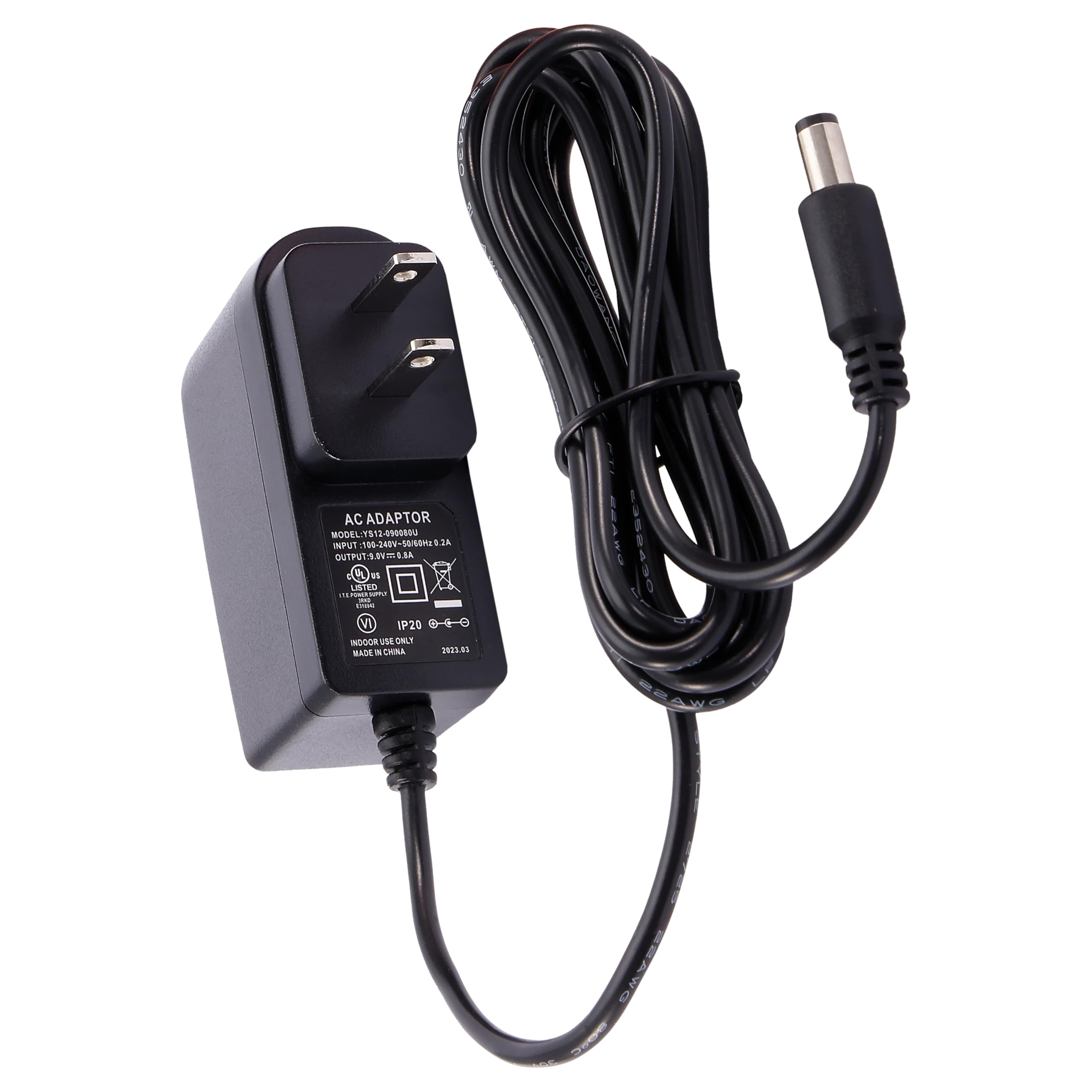 D'Addario Accessories PW-CT-9V DC Power Adapter – Minimize Need to Change Batteries on Pedalboard and Other Devices Requiring 9V – 500mA Max Current – Tip-Negative, Sleeve-Positive Power Supply