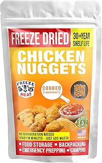 FREEZE MEAT Freeze-Dried Chicken Nuggets Cooked - Family Pack, 2 lbs, 30-Year Shelf Life, No Refrigeration Needed | Perfect for Backpacking, Camping, Emergencies, and Food Storage | Grass-Fed - Preserving Your Future