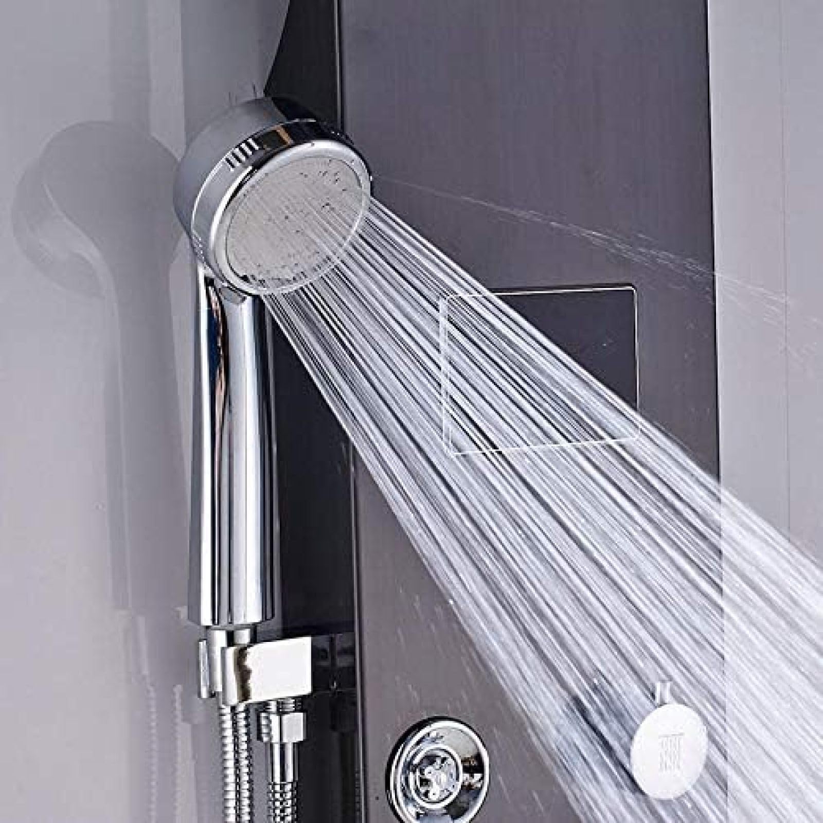 Panel de ducha tipo lluvia en cascada, montaje en pared de acero inoxidable con chorros de masaje para ducha de baño To pursue happiness