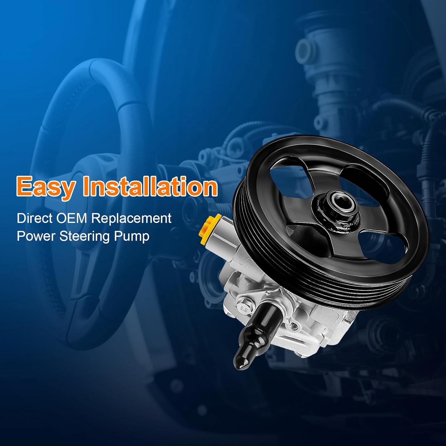 Power Steering Pump with Pulley Fits for Dodge Caliber 2007-2012, Jeep Compass 2007-2017, Patriot 2007-2017 2.0L 2.4L Replaces 5105048AA, 5105048AB, 5105048AC, 20-2401 Power Assist Pump