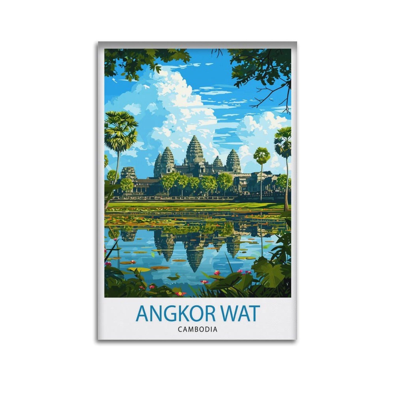 Angkor Wat Cambodia Ancient Temple Siem Reap Landmark Khmer Architecture Historical Site Canvas Poster Wall Art Prints Room Aesthetic Murals Bedroom And Living Decorations 20x30inch(50x75cm)