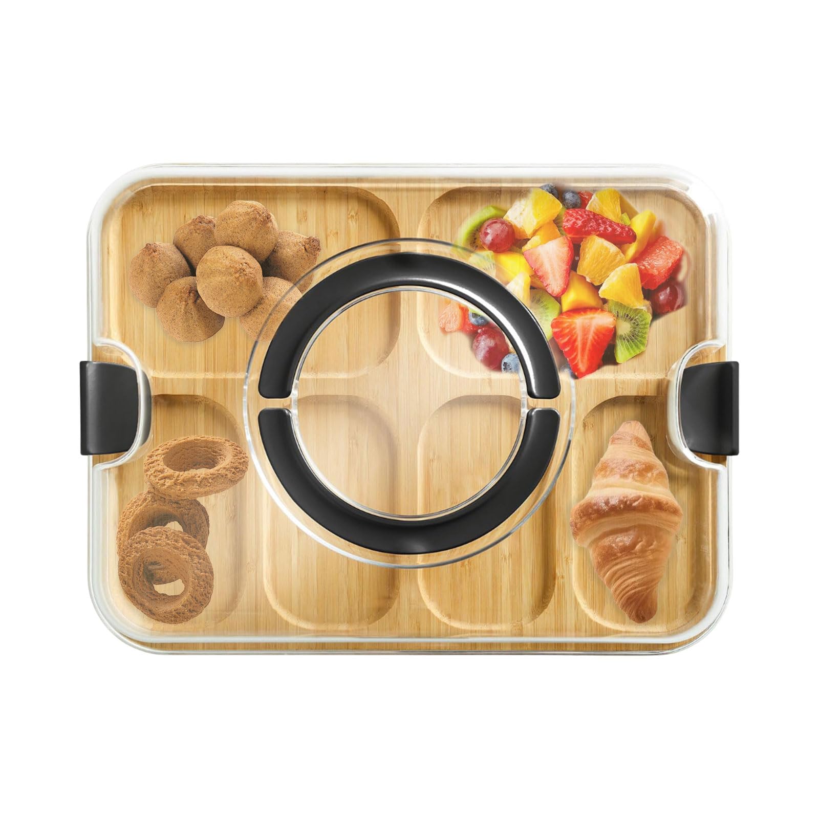 AIZYR Wurstplatte Serviertablett Mit Deckel Und Griff, Käseplatte-Set Snackbehälter Für Snacks, Obst, Fleisch