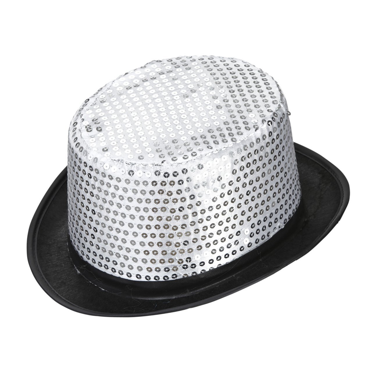 Widmann 0444Y - Sequined Top Hat Adult Unisex, 1910s, 1920s, New Year, Show, Dancers, Carnival, One Size, Silver Color