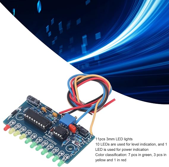 LED Audio Level Board, 3mm Lights LED Audio Level Indicator Module High Low Input for VU Meter