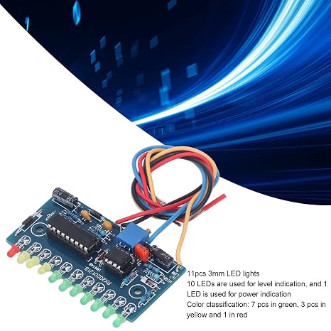 LED Audio Indicator Module, 10 Segment Indicator Board with 11%3mm LED, Dual Input Sensitivity 150MV 60V, for VU Meter Preamp and Amplifier