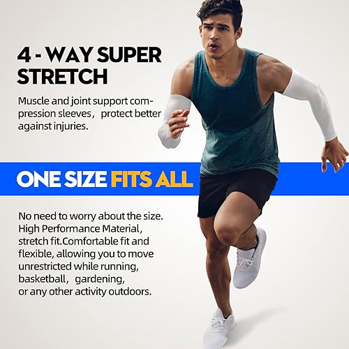 Miniatura 5 de GOUNOD Compression Arm Sleeves for Men and Women - Football Sleeves, Covers for Sun Protection, White Arm Sleeves