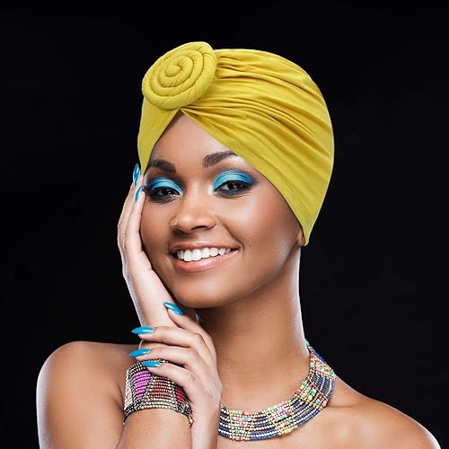 Vista 7 de SATINIOR 6 Pieces Turbans Head Wraps for Women Soft Pre Tied Knot Fashion Cancer Turban Chemo Headwear Cap Headwrap Hat