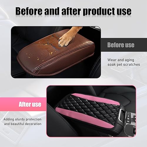 Miniatura 4 de Cojín para consola central de automóvil, de piel sintética, impermeable, protector de caja de reposabrazos de automóvil, cómodo tapete para funda de