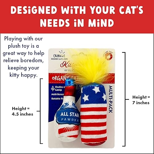 Miniatura 3 de Huxley &amp; Kent Kittybelles - Paquete de 2 juguetes para gatos  Firecracker &amp; All Star Pawdka  Juguete para gatos relleno de hierba gatera fuerte