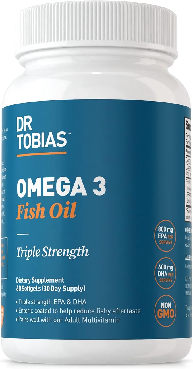 Dr. Tobias Omega 3 Fish Oil Triple Strength Dietary Nutritional Supplement Helps Support