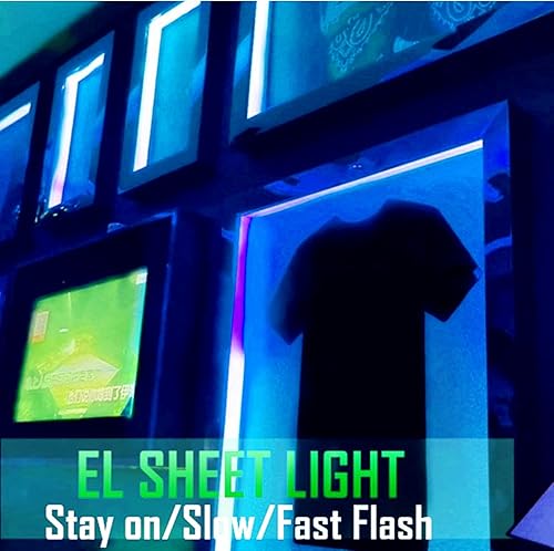 Miniatura 10 de Ourbest Tira de luces EL, electroluminiscente electroluminiscente, hoja de papel luminiscente, luces suaves para bricolaje, cortables, 4.7 x 2.0 in,