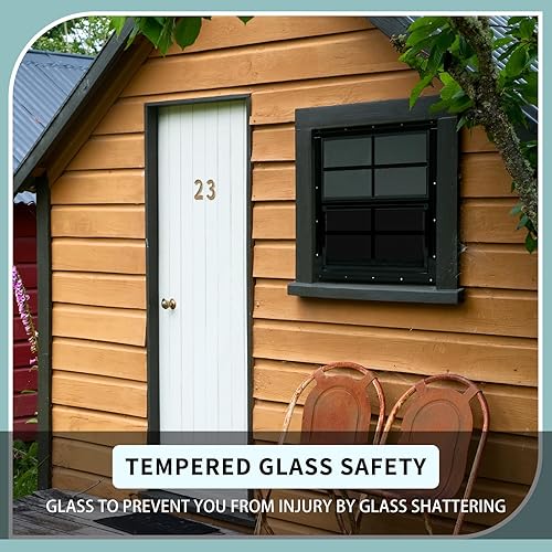 Miniatura 28 de Tandefio Paquete de 2 ventanas de cobertizo blanco de 14 x 21 pulgadas para gallinero con vidrio templado y pantalla para el hogar con deslizador