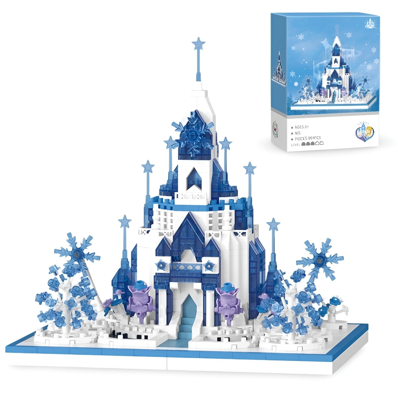 Magic Castle Building Blocks Set, Mini Frozen Castle Building Kits, Micro Collectible Architecture Bricks Model Toys