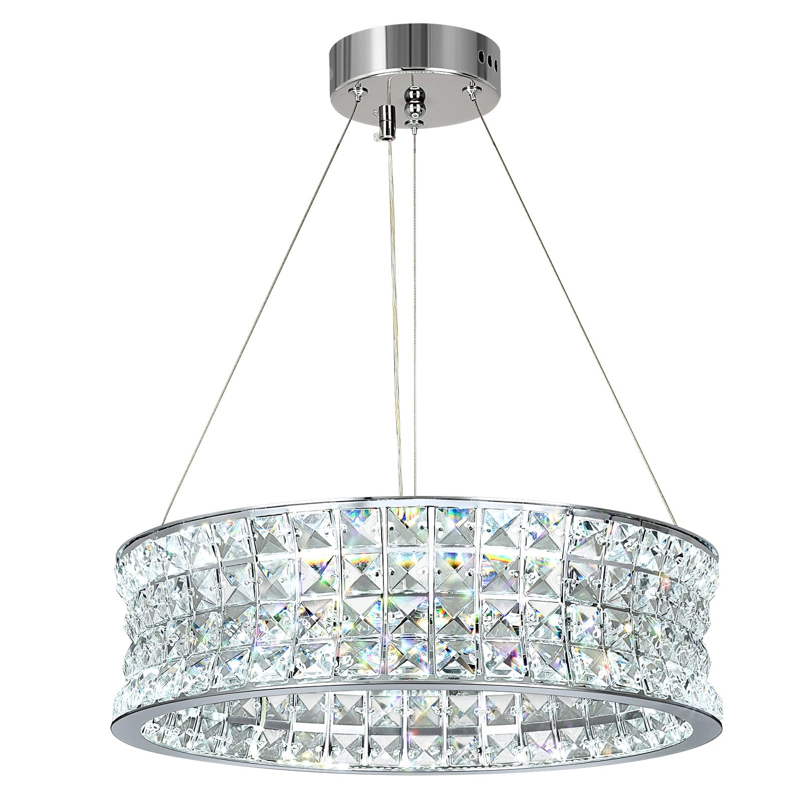Moderna araña de cristal para el comedor, lámparas colgantes de LED cromo, lámpara colgante redonda de cristal para comedor, pasillo, balcón, isla de cocina, Φ40 cm