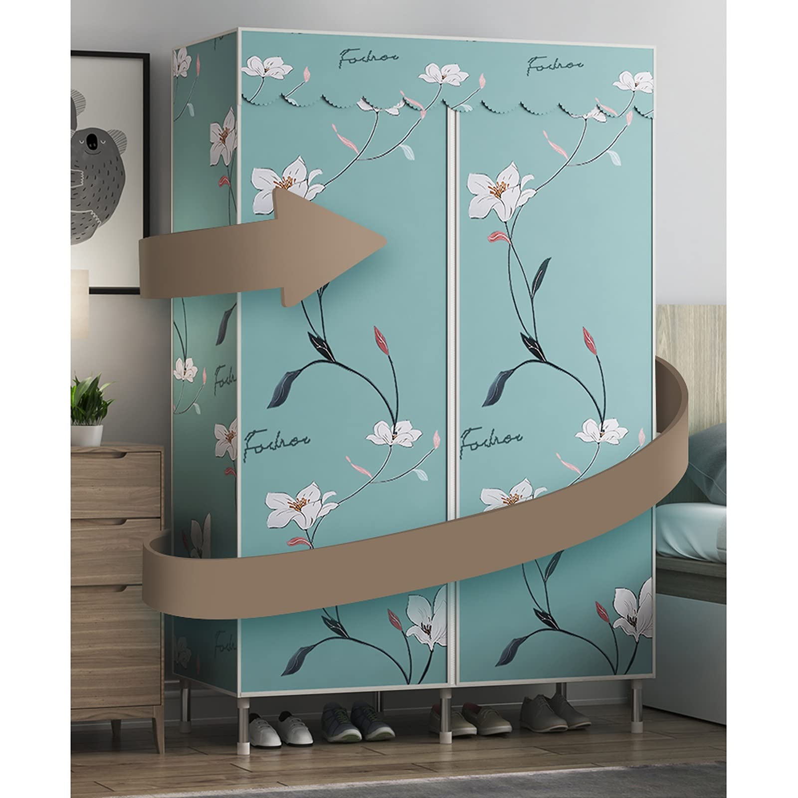 Faltschrank Textil Garderobe Kleiderschrank Oxford Tuch Stoff Kleidung Lagerung Organizer Kleiderschrank Aufbewahrungskleinet Tragbare Schrank Organizer Tragbare Kleiderschrank 33.4 "L x 17,7" D x 67