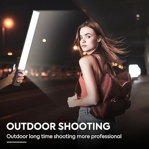 Miniatura 5 de Luz de video LED alimentada por batería, varita portátil de mano, regulable 3000-6000 K, kit de luz de estudio fotográfico con batería de iones de
