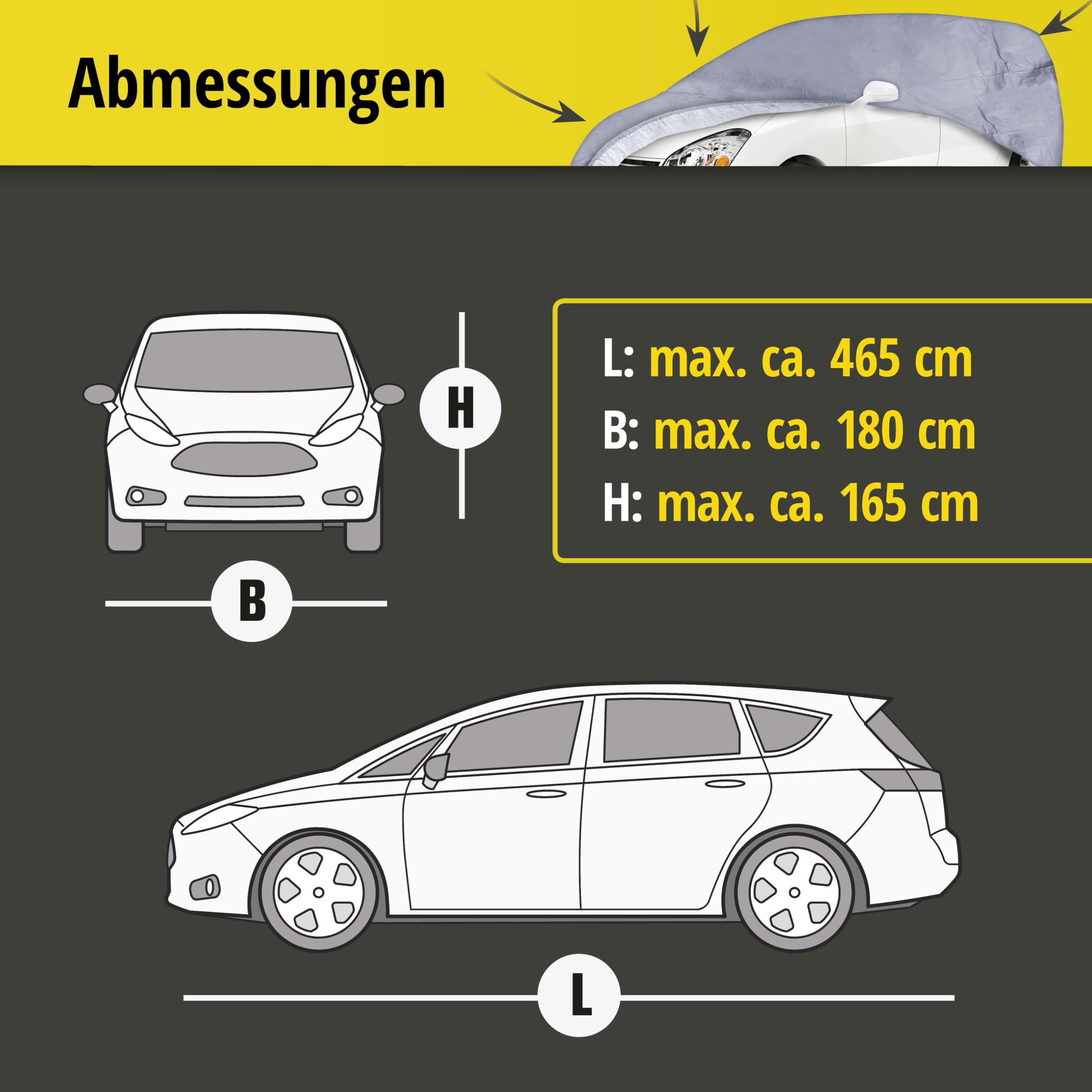 WALSER Premium Autoplane All Weather Premium, Autogarage wetterfest, Vollgarage wasserdicht, UV-Sonnenschutzplane, Autoabdeckung Größe 9 Größe 9: 4,7x1,8x1,7m (LxBxH)