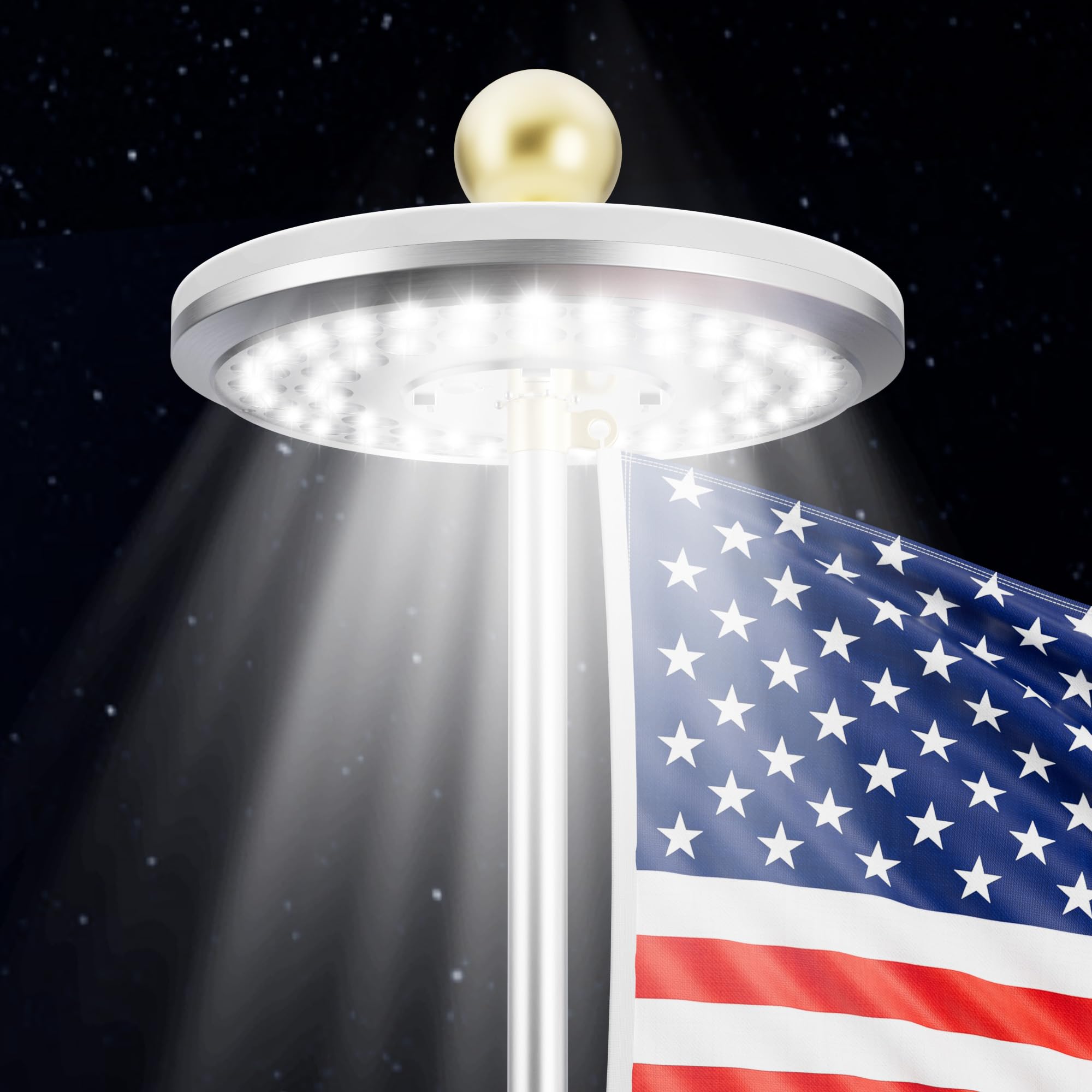 Hoople Flag Pole Light Solar Powered - Waterproof, Solar Flag Pole Light for 15 to 25 Ft In-Ground Flag Pole, Super Bright Flag Pole Solar Light from Dusk to Dawn for 12+ Hours, Auto On/Off (26 LED)