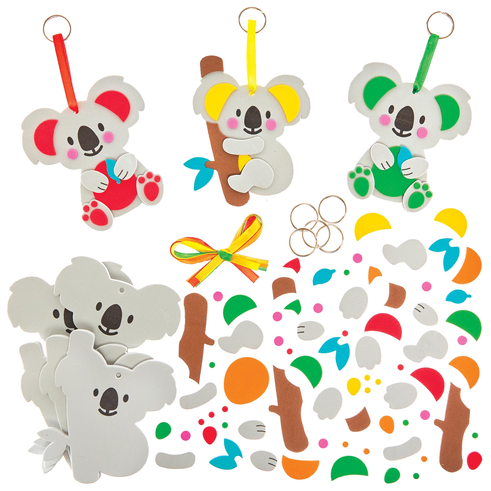 Baker Ross FN026 Koala Mix & Match Keyring Kits - Pack of 8, Keyring Craft Kits for Kids