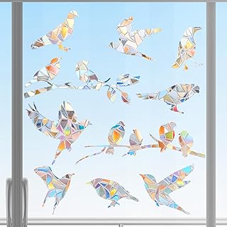 Window Stickers to Stop Birds Flying in Windows 40 Pcs Window Decals to Prevent Bird Strikes Privacy Film Alert Decals Sun Catcher Clings No Glue Required for Home Kitchen Glass - Hummingbird Style