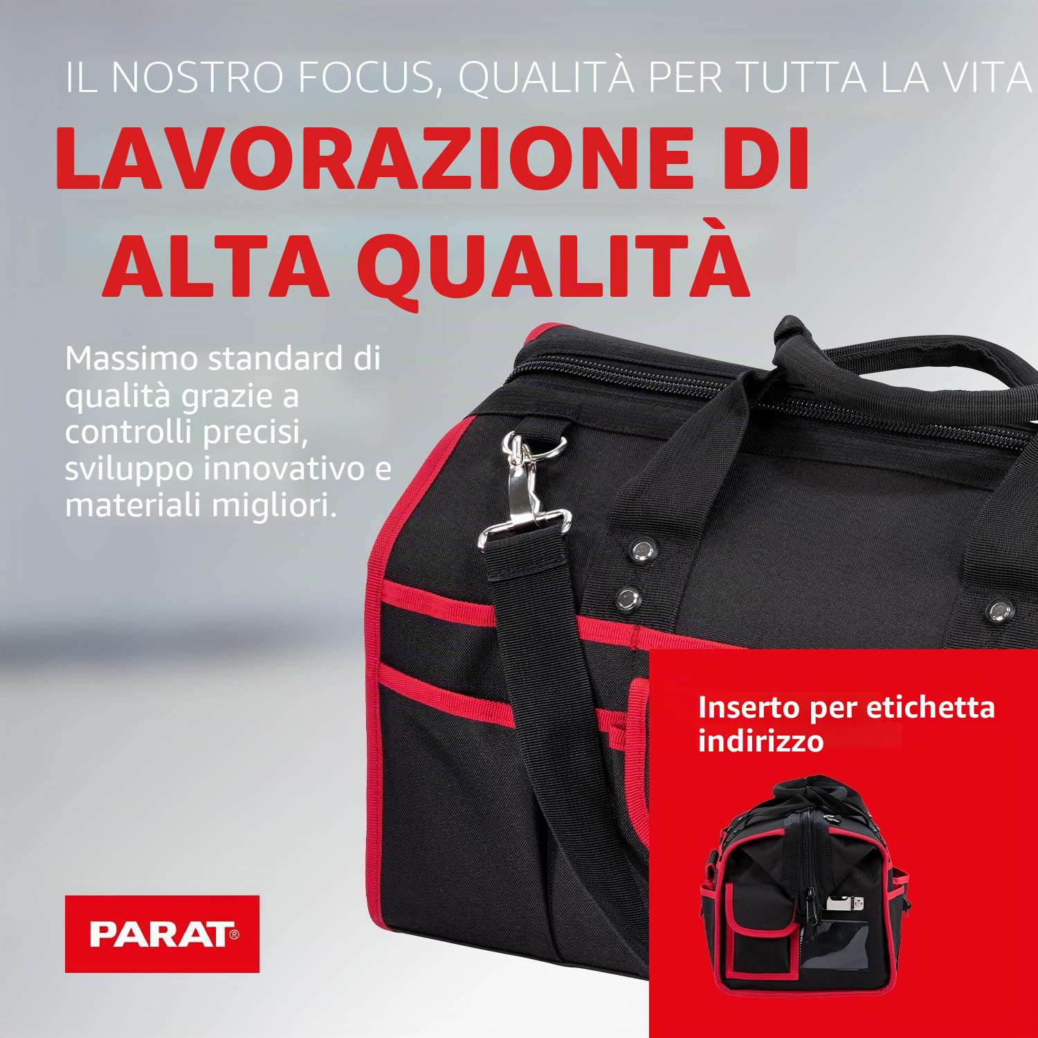 PARAT Basic Tool Softbag M | Borsa per attrezzi con volume di 25 l e 33 scomparti per attrezzi, robusta borsa per attrezzi in nylon con tracolla e maniglie, borsa per attrezzi professionale per