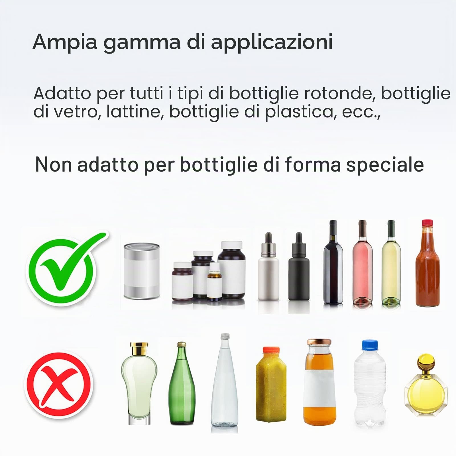 SUSEMSE, Etichettatrice per bottiglie tonde MT-30, semiautomatica, applicatore manuale regolabile, per etichette autoadesive per lattine e bottiglie