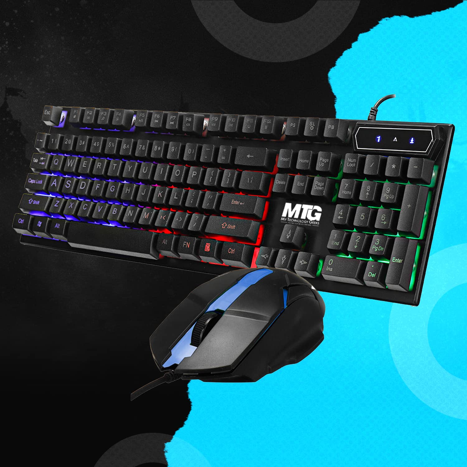 MTG RGB Teclado y mouse mecánico retroiluminado con cable, teclas antighosting completas para computadora de escritorio, computadora portátil Combo
