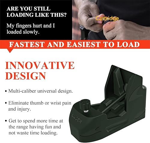 Miniatura 8 de Ludex - Cargador universal de velocidad de cargador para cargadores de pila individual y doble de 0.40S y W .45ACP .357Sig .380ACP 1911.