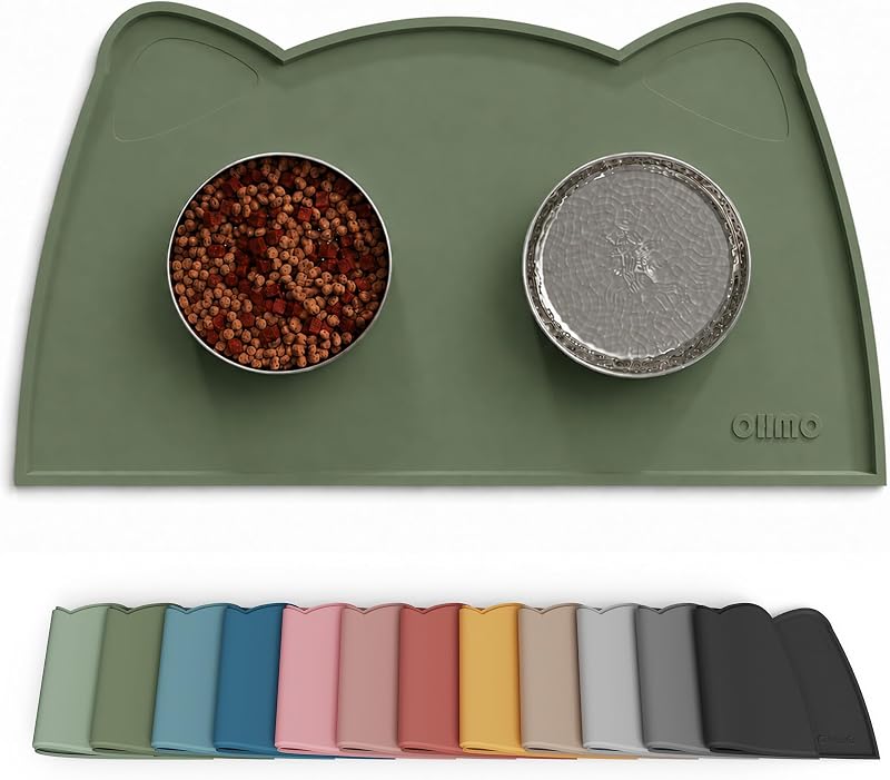 Tapete de Silicone para Comedouro de Gatos OHMO Camo Green, 52,0 x 30,0 cm
