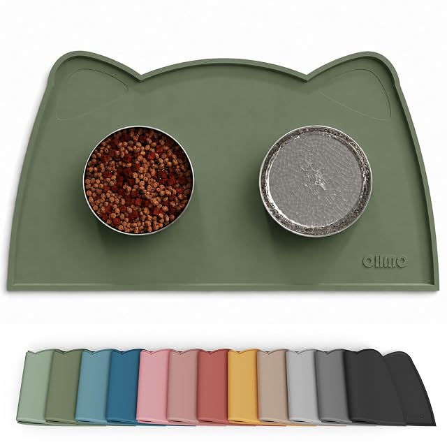 OHMO Alfombras para Comederos Perros y Gatos, Impermeable,(Verde Camuflaje, 52 * 30cm)
