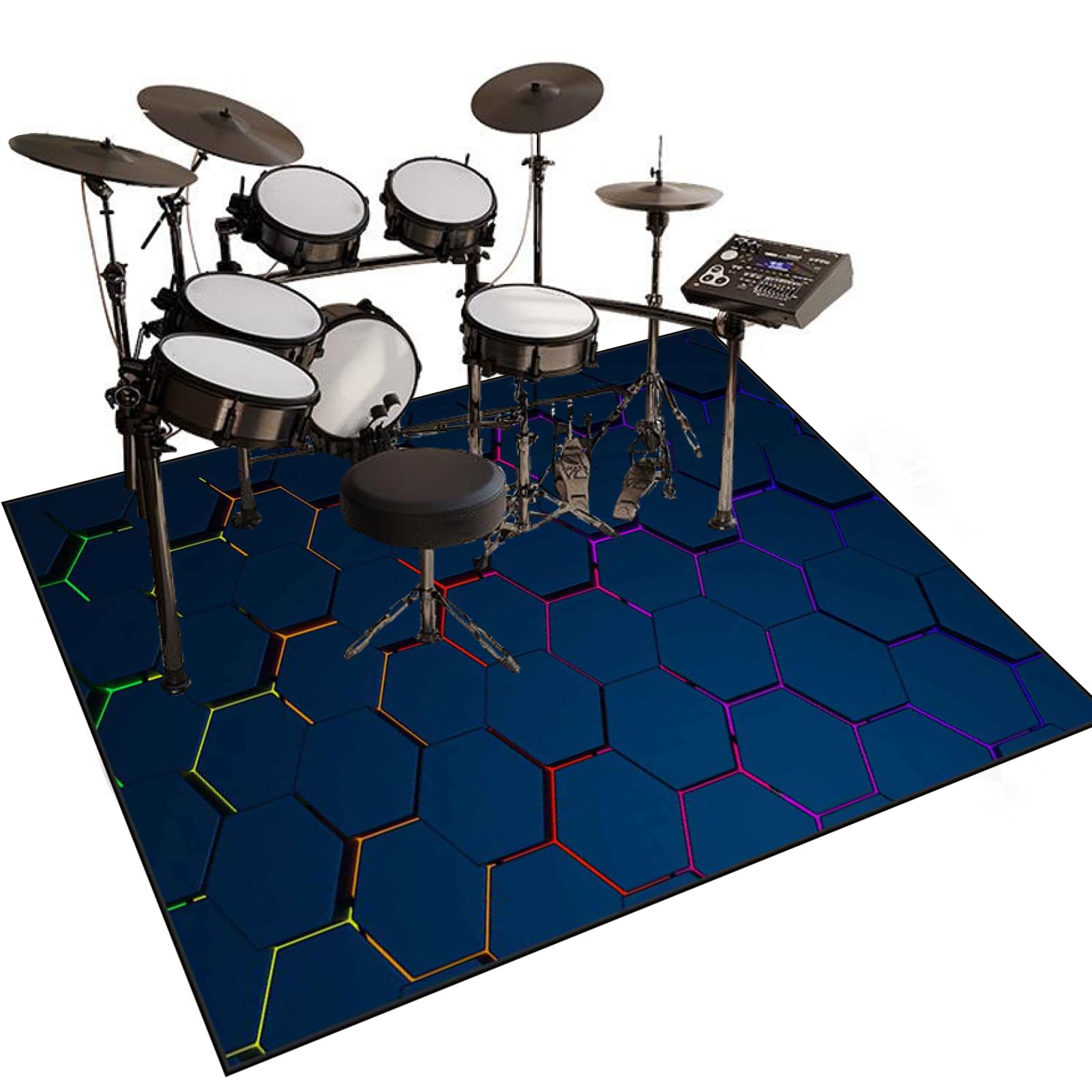 Alfombra Bateria Electronica Insonorizada Alfombra Antideslizante para Bateria Acustica Alfombras Drum Alfombrilla de Protección del Suelo para Sala de Música Estudio Alfombra de Tambor 120 x 100 cm
