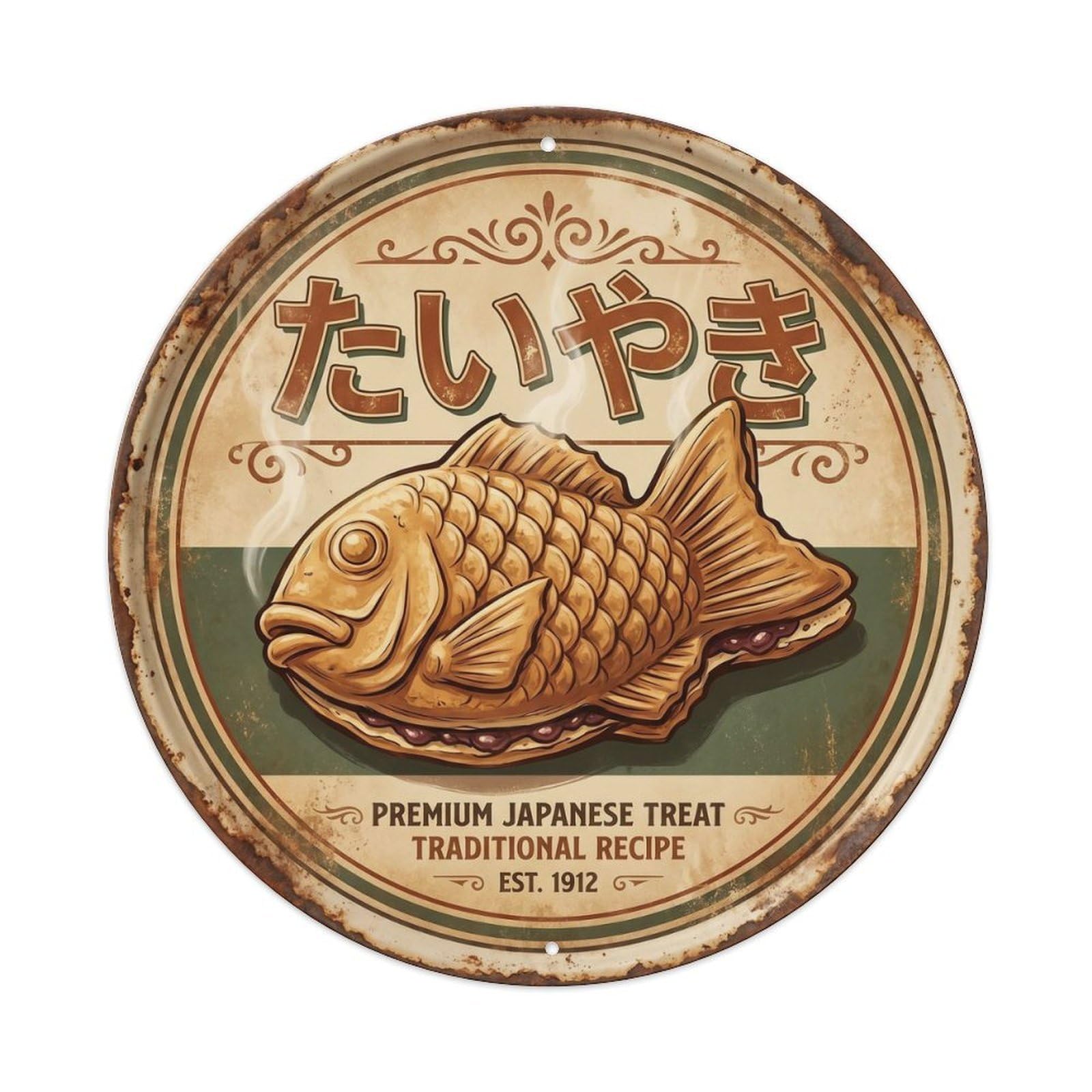 Este 8X8inch Style Sweet Cafe Taiyaki Japanese Street Food Roadside Diner Metal Tin Sign
