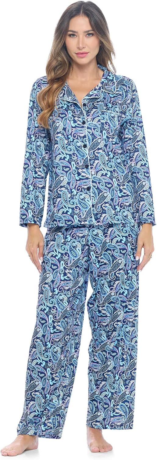 Casual Nights Womens Pajamas Set – Pants and Long Sleeve Sleep Wear for Ladies