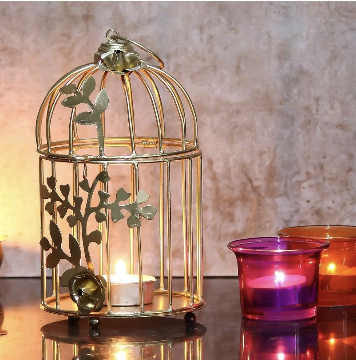 Agaas Enterprises Bird Cage Design Metal Tealight Candle Holder for Home Decoration Festival Diwali/Chirstmas/Decoration | Decoration Hanging Stand for Living Room,Balcony,Indoor Outdoor Decor-image-27