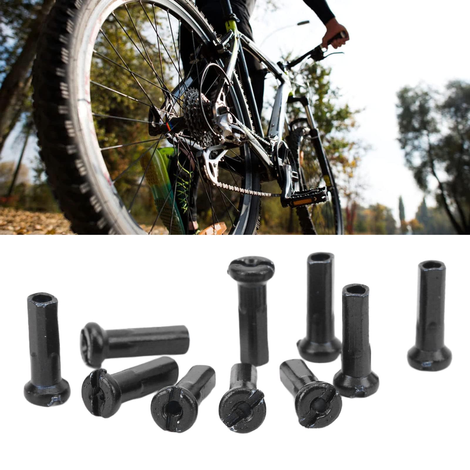 Dilwe Sombrero de Radios de Bicicleta, 80 Piezas, 14 Mm, Pezón de Radios de Carretera, para Cable de Radios de 14G, Negro, para Reparación y Aparatos de Bicicleta de Carretera