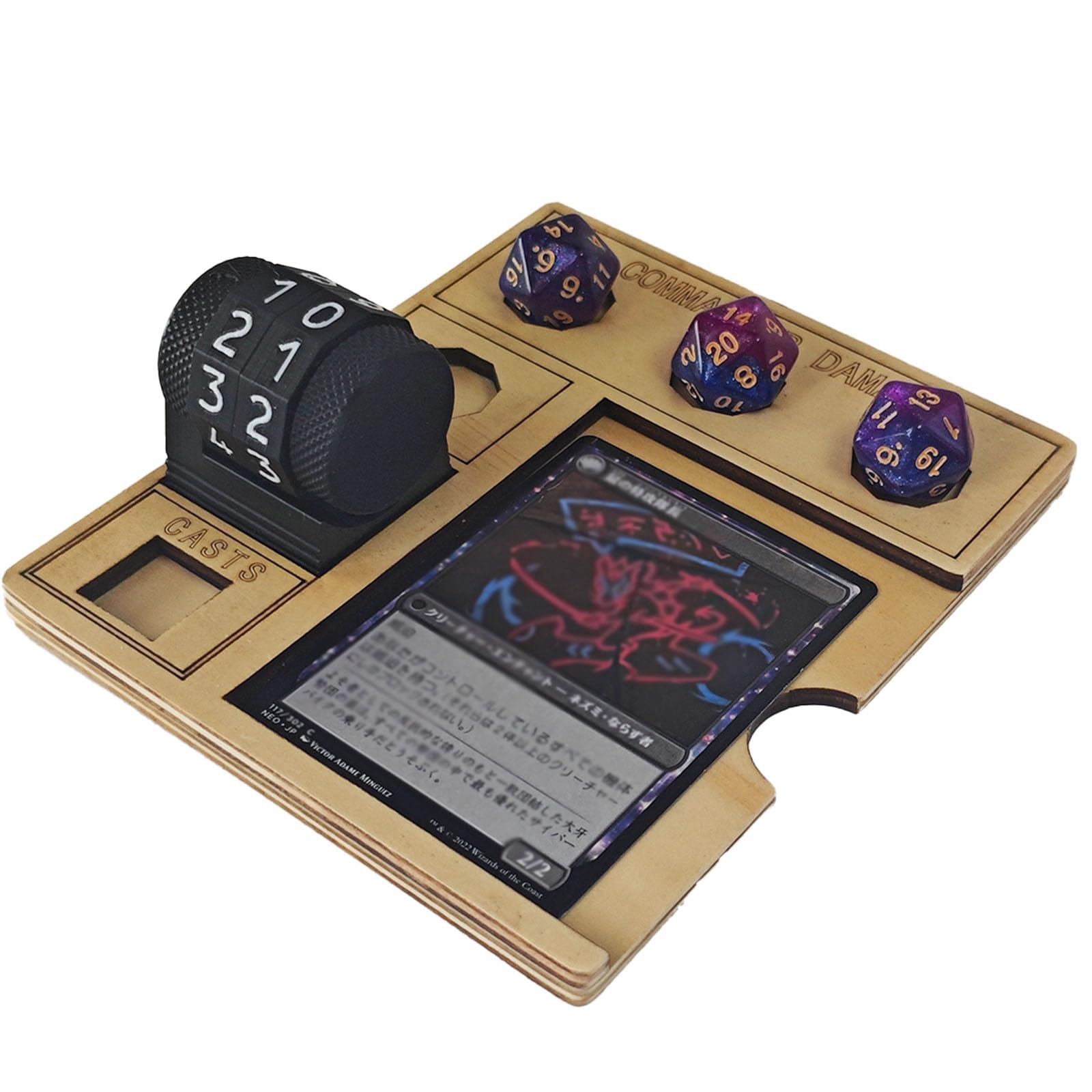 Amazon.com: MTG Commander Damage Tracker Board, Card Display with Life  Counter Wheel 0-99, Dice Storage Compartments, Gaming Accessory (Brown  Suit) : Toys & Games