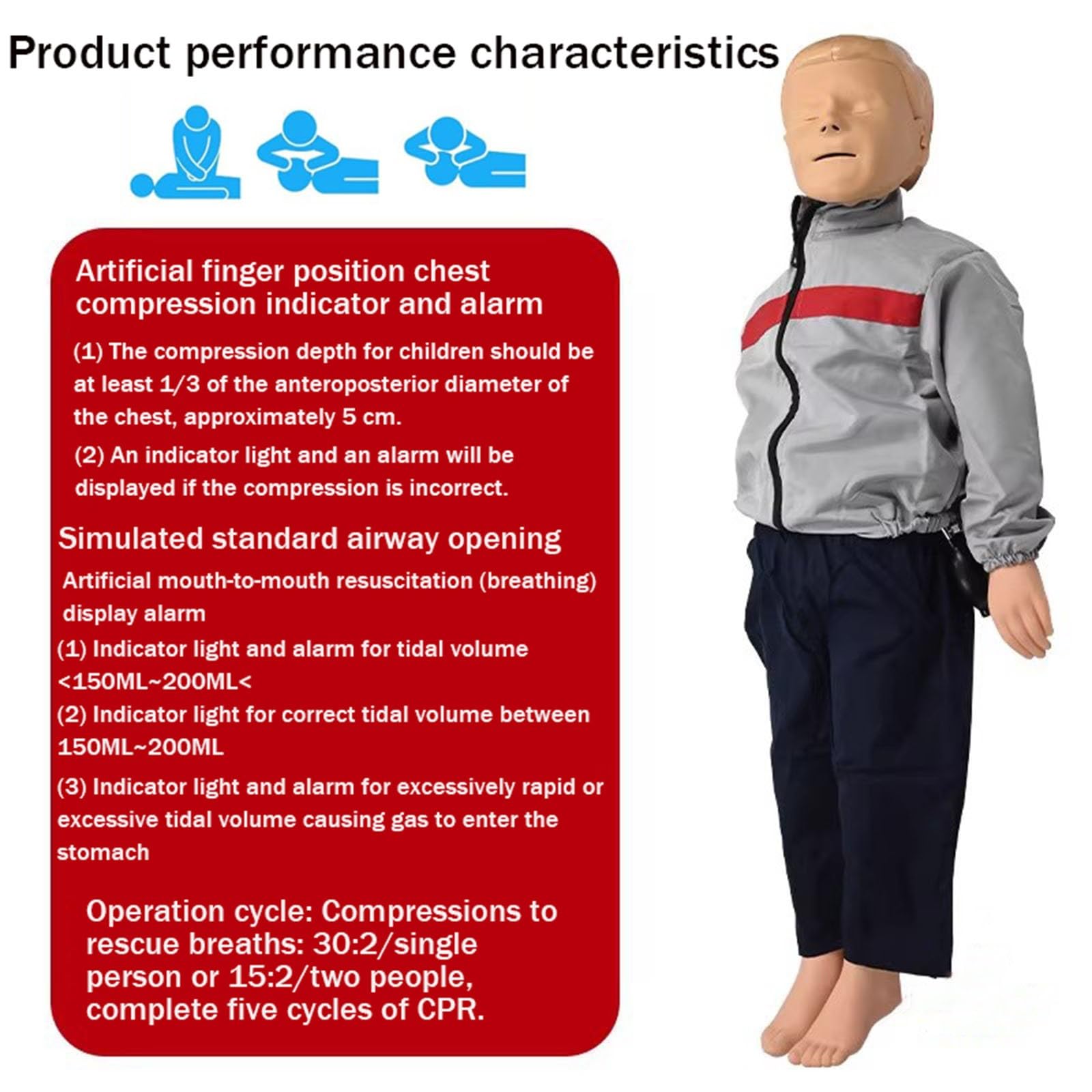 ELZEM CPR Manichino didattico Bambino Professionale Formazione Manichino Primo Soccorso Modello Medico Umano per Addestramento al Pronto Soccorso A