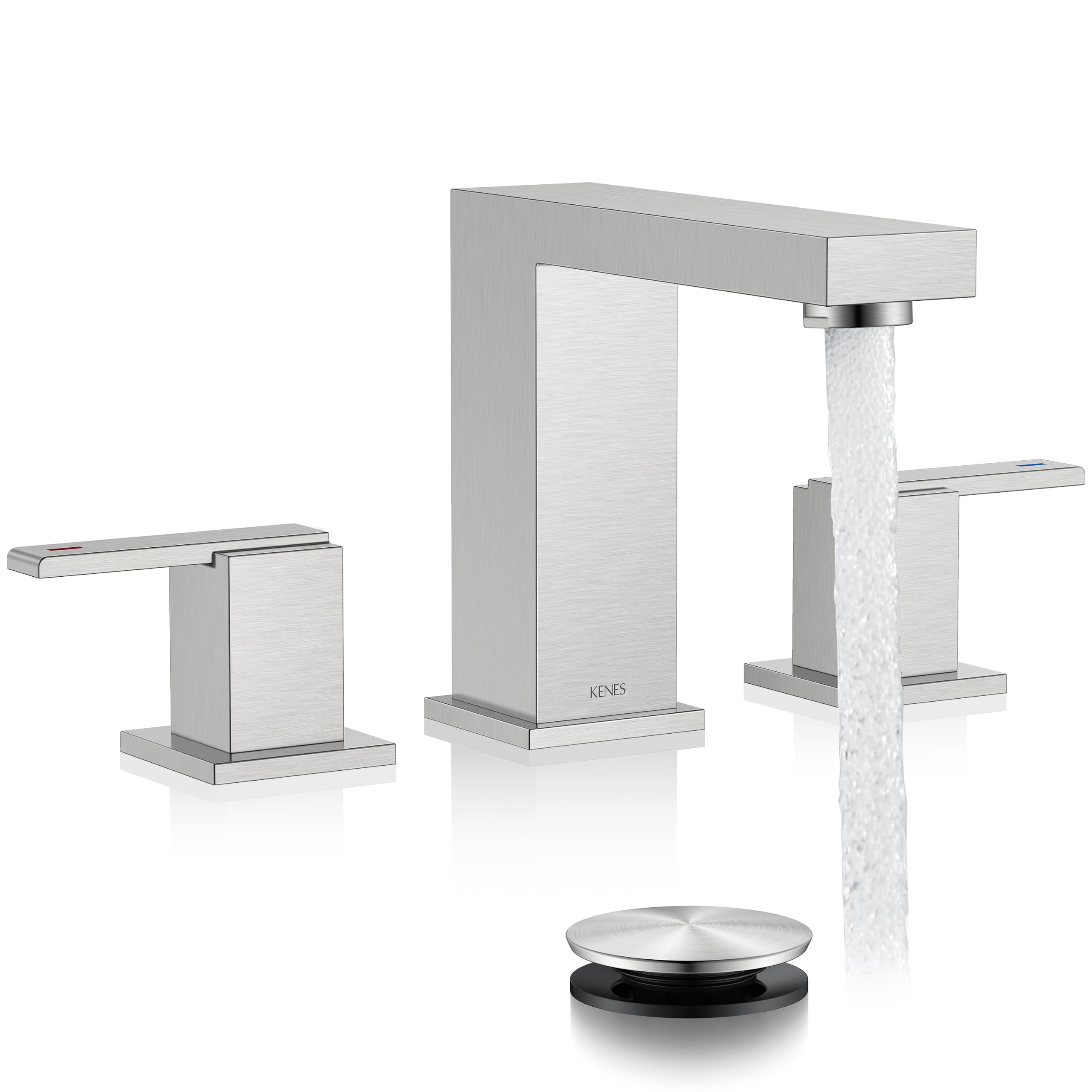 KENES Brushed Nickel 8 Inch Widespread Bathroom Faucet