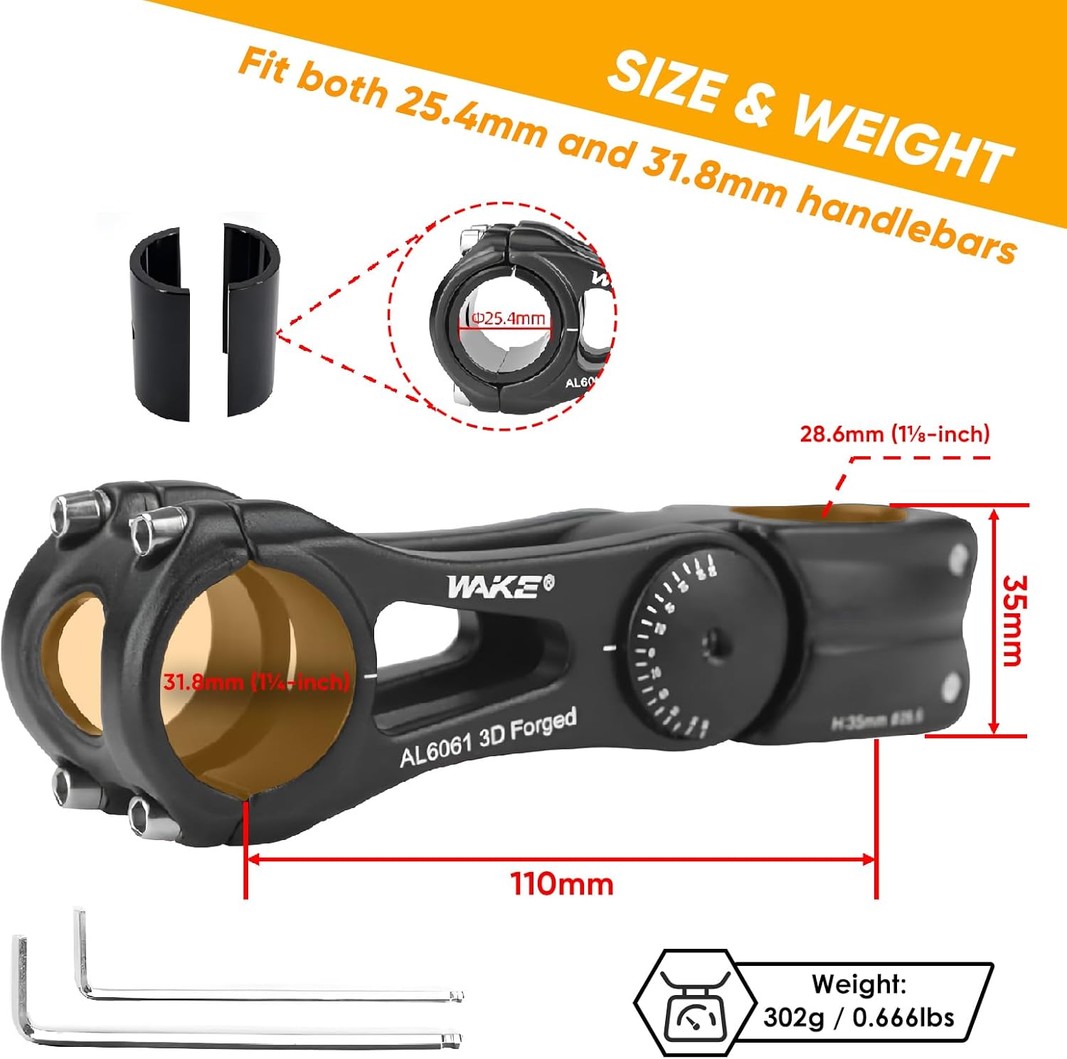 BESNIN Bike Stem ±90 Degree Adjustable for 25.4mm 31.8mm Handlebars, 90/110/130/145mm Handlebar Stem Riser Extender Adjustable MTB Stem for Mountain Bike, Road Bike, BMX, E-Bike