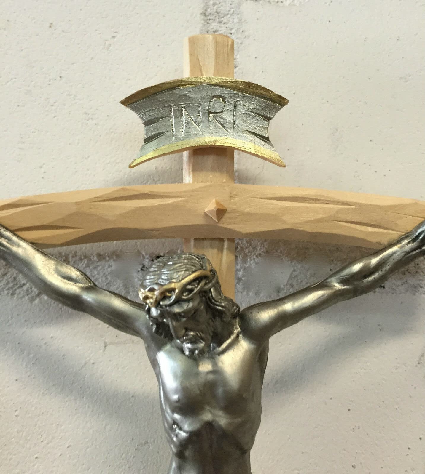 Krzyż ścienny Jezus krzyż złoty mosiądz masywny Jezus na krzyżu 45 x 25 cm krucyfiks Jezus Chrystus