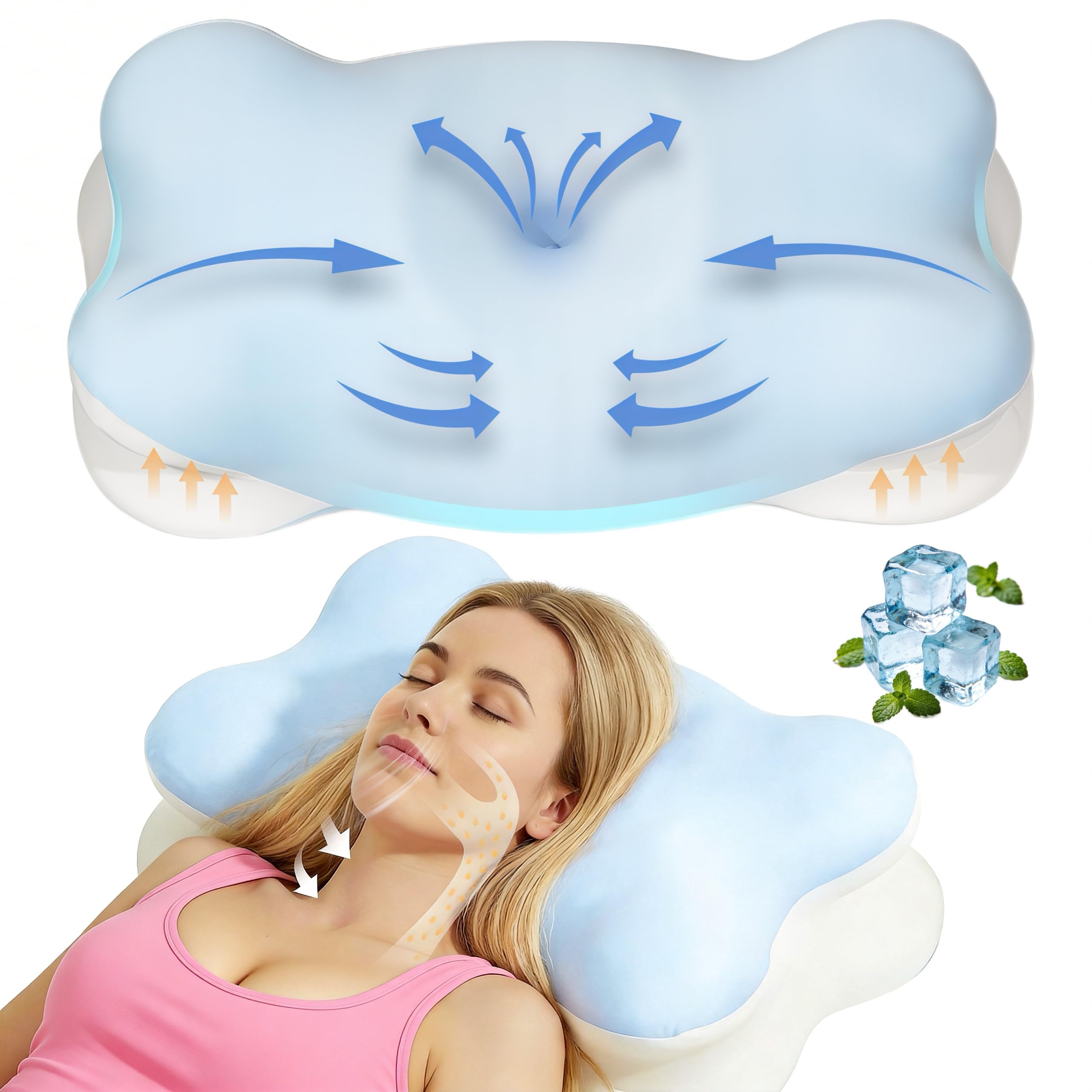 Cervical Neck Pillow for Pain Relief Extended Ergonomic Contour Side Sleeper Pillow for Sleeping Orthopedic Memory Pillow for