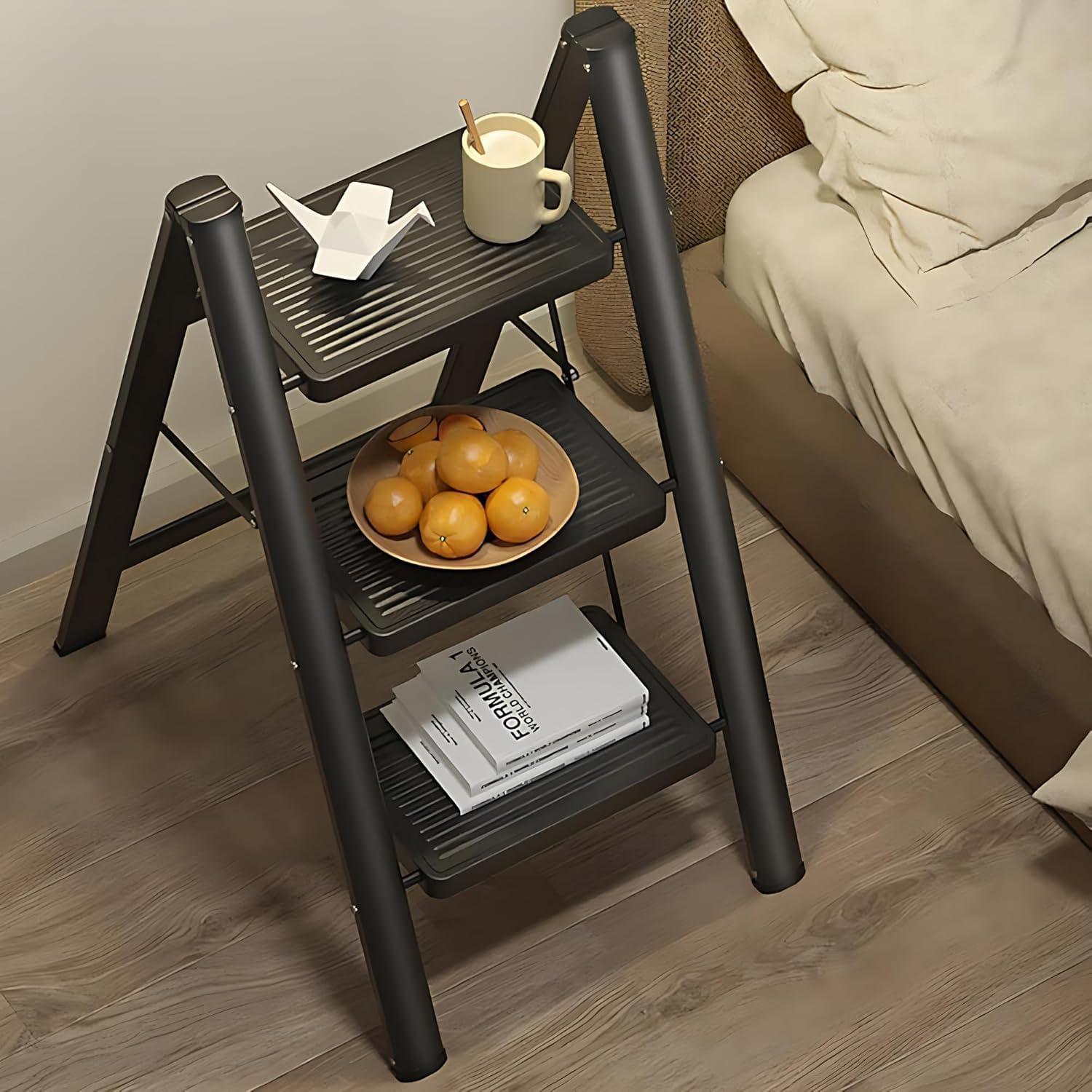 GNOLY Folding Step Stool for Adults | Step Ladder Folding Multipurpose Household Garden Building Work | Space Saving Multipurpose Three Step Stool with 150 Kg Capacity (1Pcs) 1