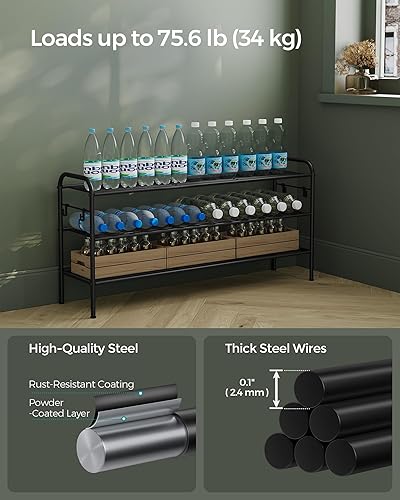 Miniatura 6 de SONGMICS Zapatero de 3 niveles, organizador de zapatos de metal con 4 ganchos laterales, capacidad para 18 pares de zapatos, zapatero de altura