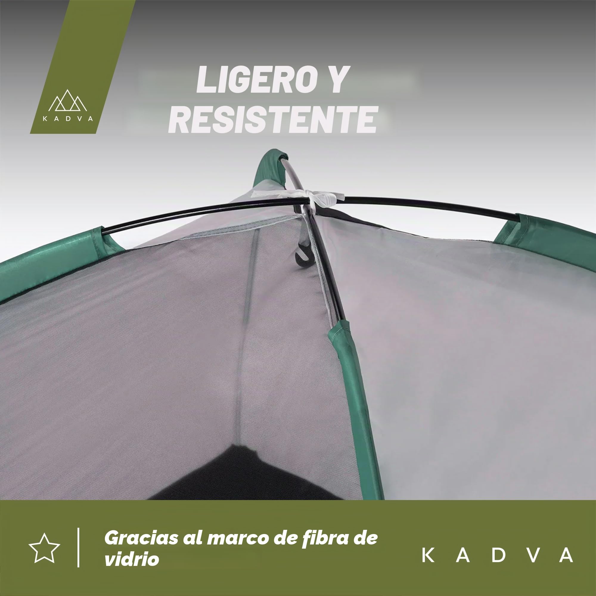 KADVA Tienda de Campaña CAMPdome 3 Cúpulas para 3 Personas 270 x 210 x 125 cm Impermeable Ligera y Duradera Estructura de Fibra de Vidrio Ideal para Acampadas y Senderismo Verde|Azul